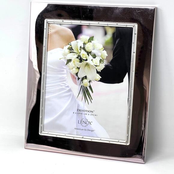 Lenox Devotion 8" x 10" Wedding Photo Picture Frame Silverplate Rhinestone 2017 - Picture 1 of 7